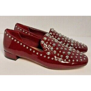 Halogen Kaylee Studded Genuine Leather Slip On Burgundy Loafers Women's Size 6 M